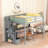 Full Size Loft Bed With Desk In Grey - Transform Your Bedroom Into A Productive Desk, Shelves And Climbing Staircase For-2131184694