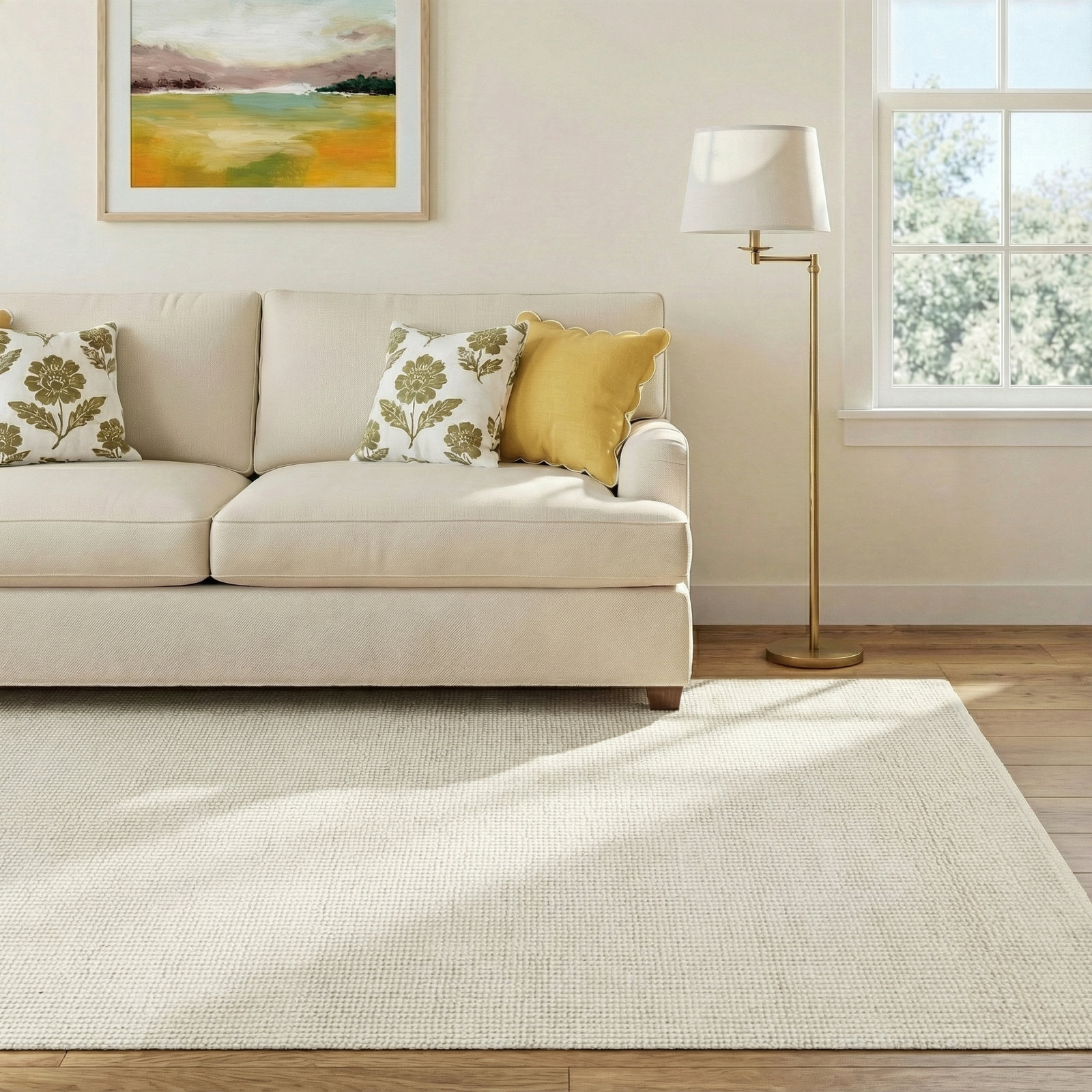 Laurel Foundry Modern Farmhouse® Cream Rug, Rectangle 5' x 7'6"