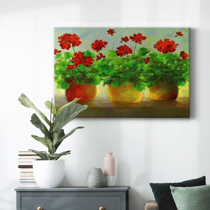 Geraniums III-Toile tendue avec châssis, H 12 po x l 18 po