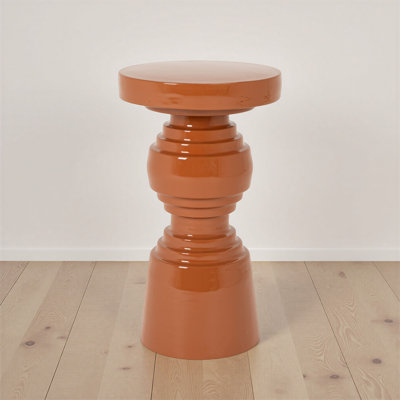 Terracotta Metal Pedestal Accent Table