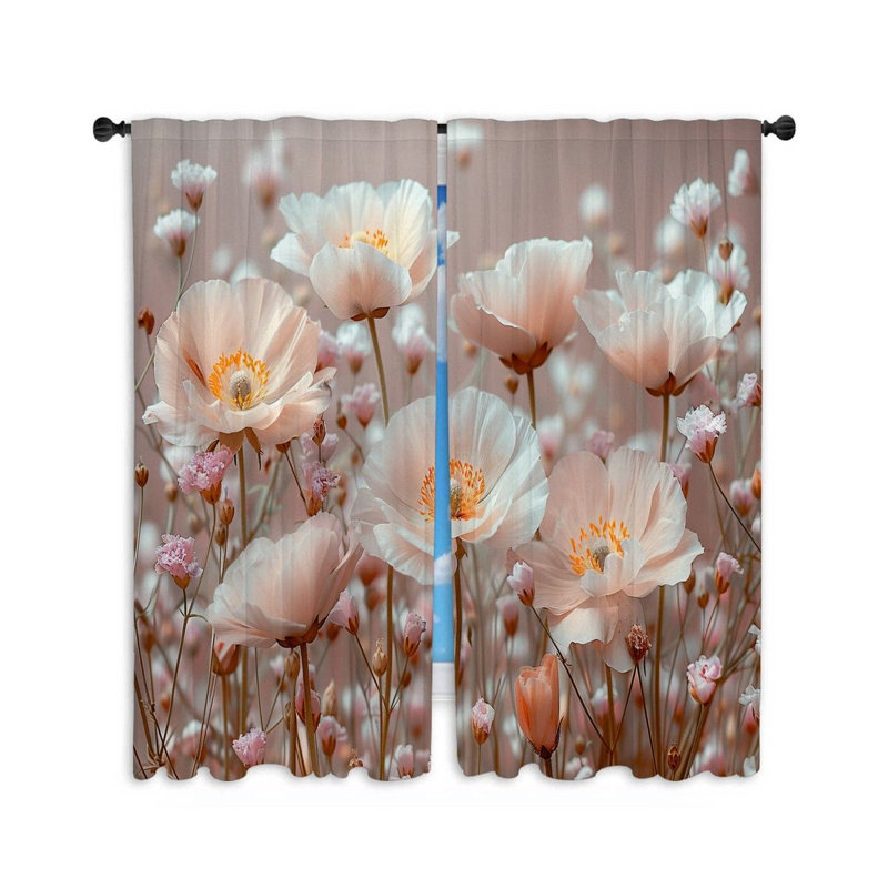 Rideaux de fenêtre pastel à motif de fleurs pastel doux - 2 panneaux_12268, L 20 po x L 63 po