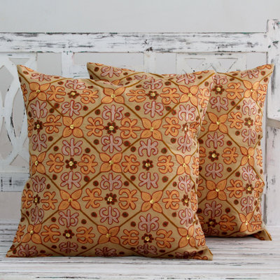  Morning Marigolds Chainstitch Pillow Cover