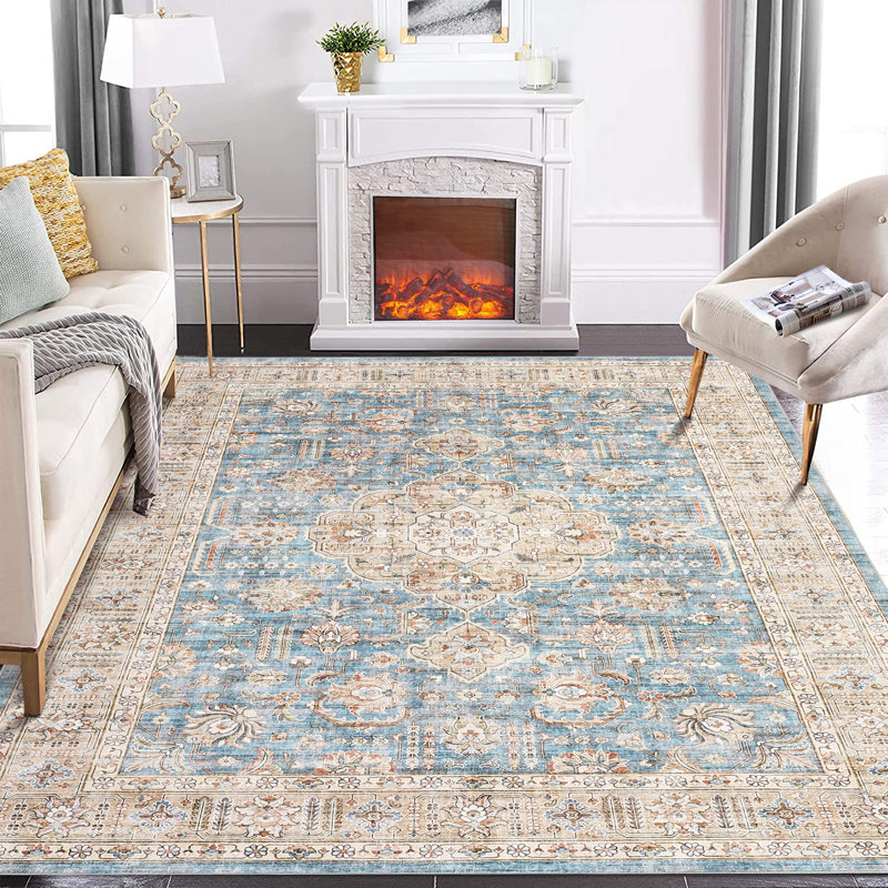 Olivarria Washable Indoor Rug, Rectangle 6' x 9'