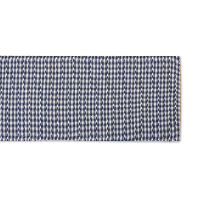 Pinard Gingham 100% Cotton Table Runner, 72" x 14", French Blue