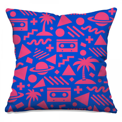 Coussins décoratifs rétro à motif géométrique rose et bleu