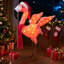 Décoration de Noël flamant de Noël avec chapeau et écharpe de père Noël illuminé