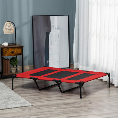 PawHut 48" x 36" Elevated Breathable Dog Bed Portable Pet Cot w/ Carry Bag Metal Frame Breathable Mesh Indoor and Outdoor