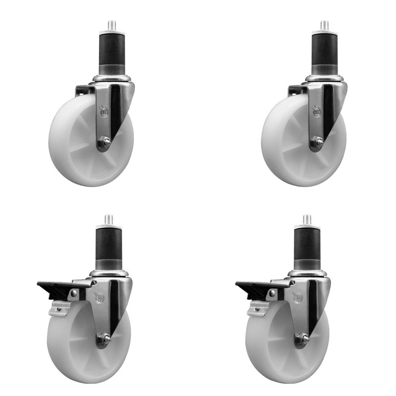 Roue en nylon pivotante 1-5 / 8 pouces extensible ensemble de roulettes 2 freins SCC