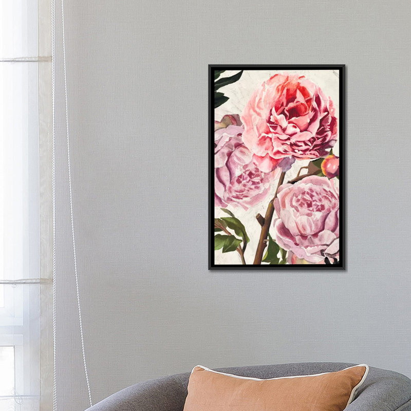 Colossal floral, impression sur toile tendue, Toile avec cadre noir, Pas de tapis, H 26 po x l 18 po x P 1,5 po