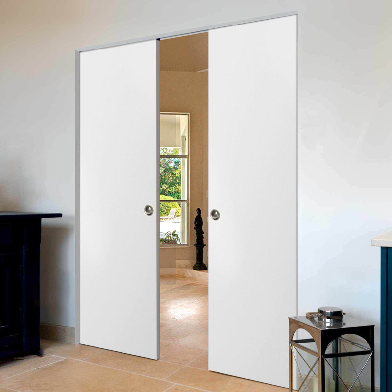 Portes coulissantes en bois Planum, 36 po x 96 po, Satin blanc