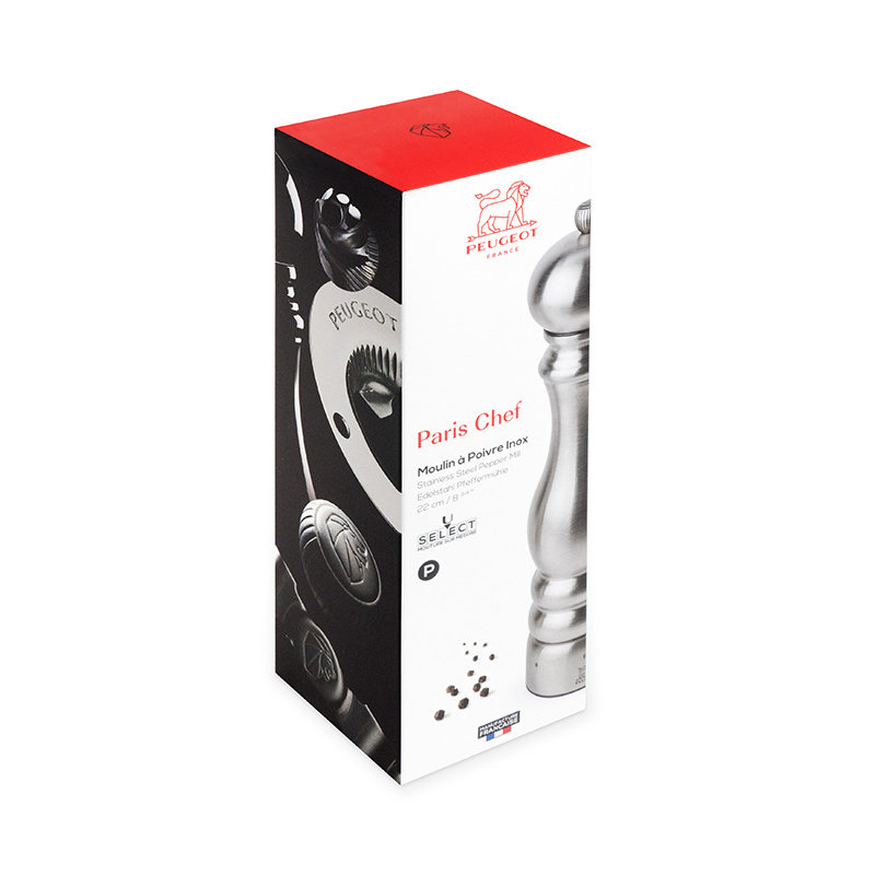 Paris Chef Pepper Mill, 8.67" H x 2.25" W x 2.25" D