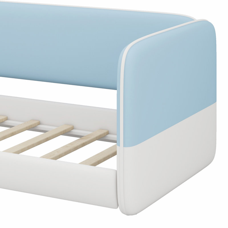 Lit moderne avec accoudoirs et tête de lit, Blue