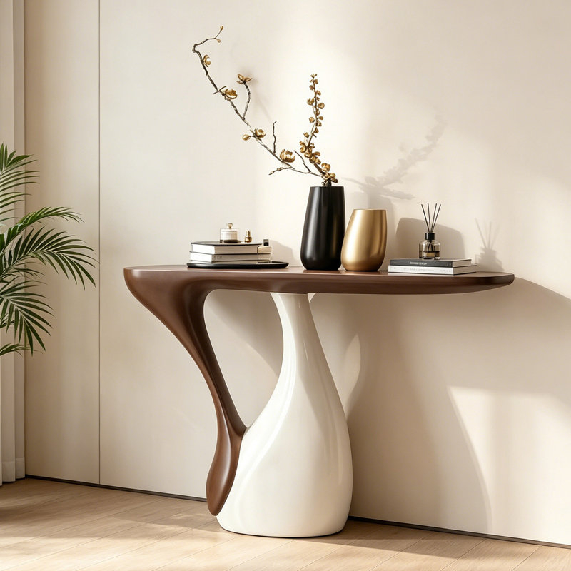 Console Modern Luxury, White, Brown, Brown / White