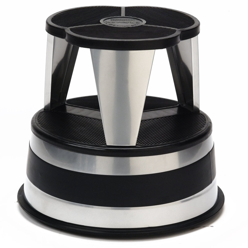 2 - Step Lightweight Step Stool, Silvertone