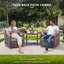 Ensemble de 2 fauteuils de jardin pivotants à bascule avec coussins en oléfine résistants à l'eau et table d'appoint-2009179715