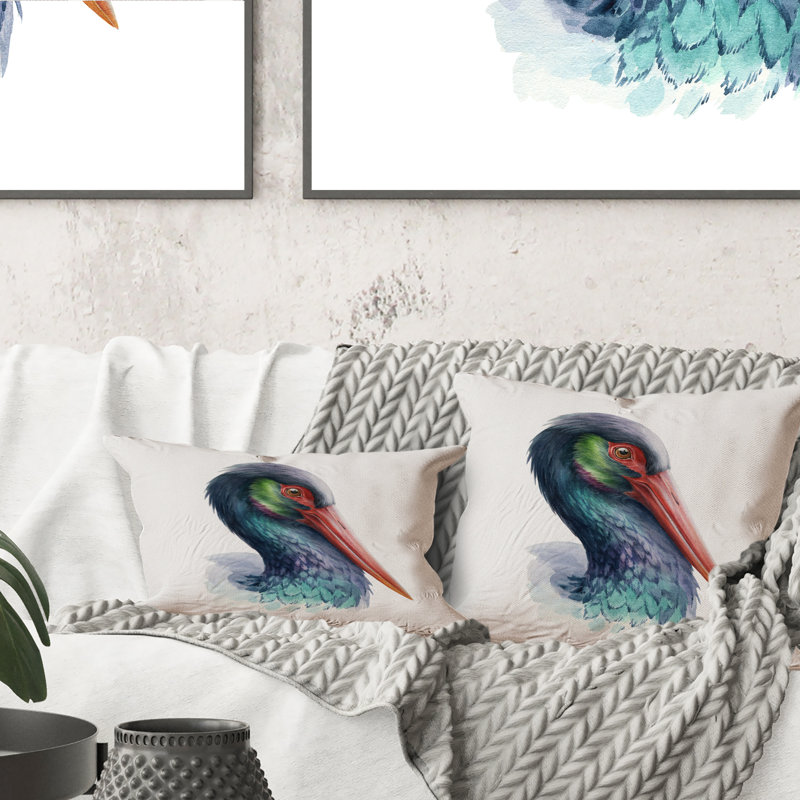 Coussin 12 po x 20 po Vintage Wild Stork Wild Bird - Traditional