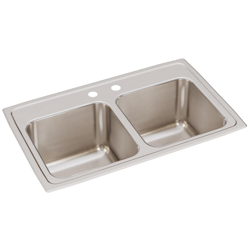 Évier de cuisine à double cuve l 29 po x l 18 po Lustertone, 2 trous