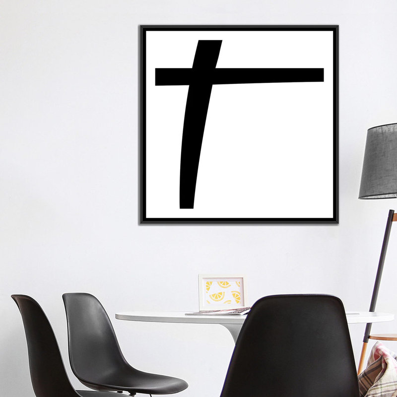 "plus 2" , art textuel sur toile noir et blanc, H 18 po x l 18 po x P 1,5 po, Toile avec cadre noir, Pas de tapis