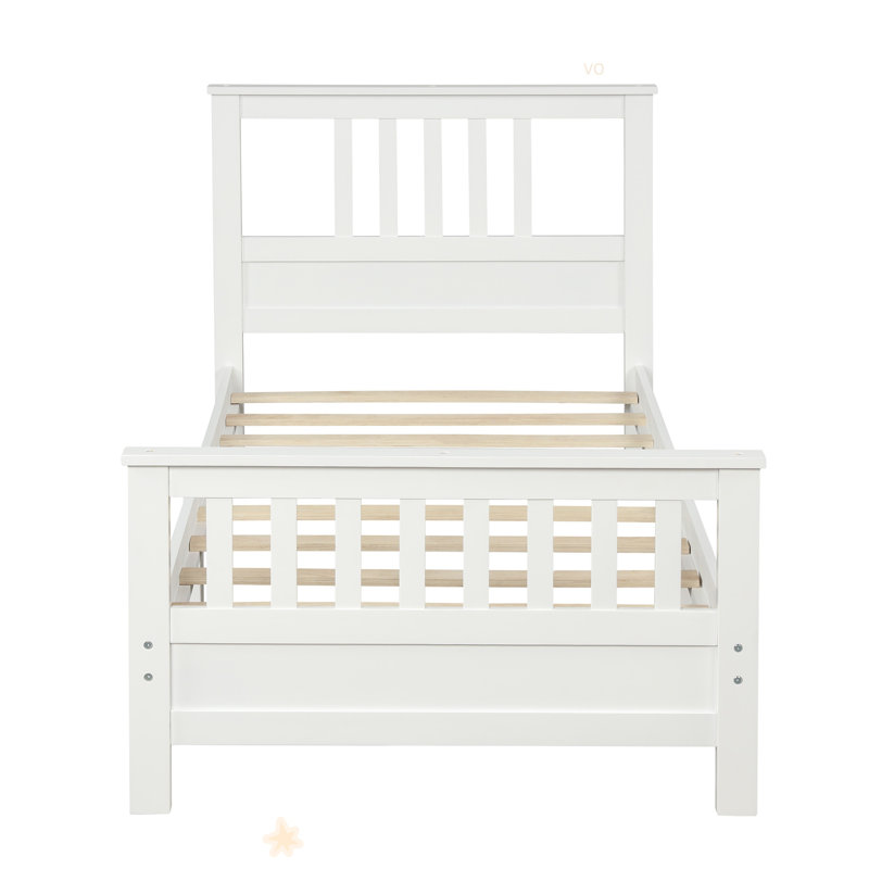 Lit plateforme en bois avec tête et pied de lit, Lit simple