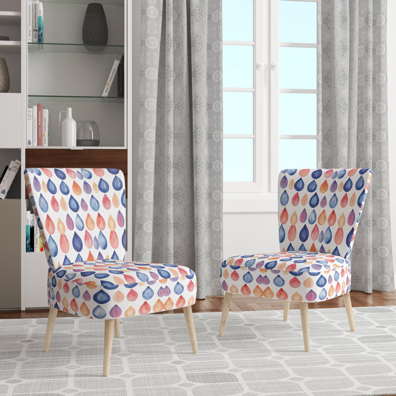 Chaise d'appoint Boho - Chaise d'appoint bleue et orange Teardrops Blue, Chaise d'appoint sans accoudoirs