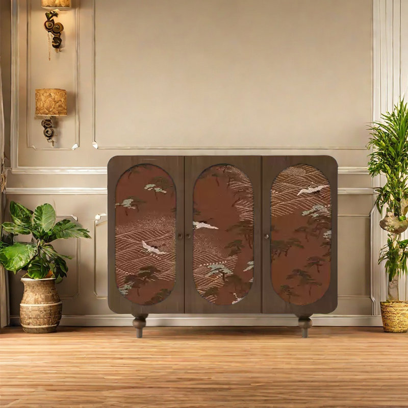 Buffet en bois massif à grande capacité, Brun noyer