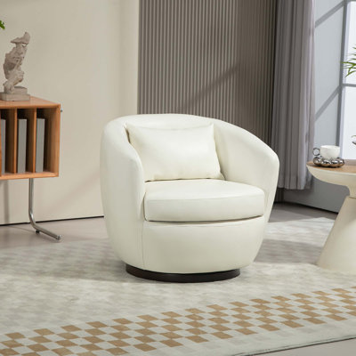 Chryssi Faux Leather Swivel Barrel Chair