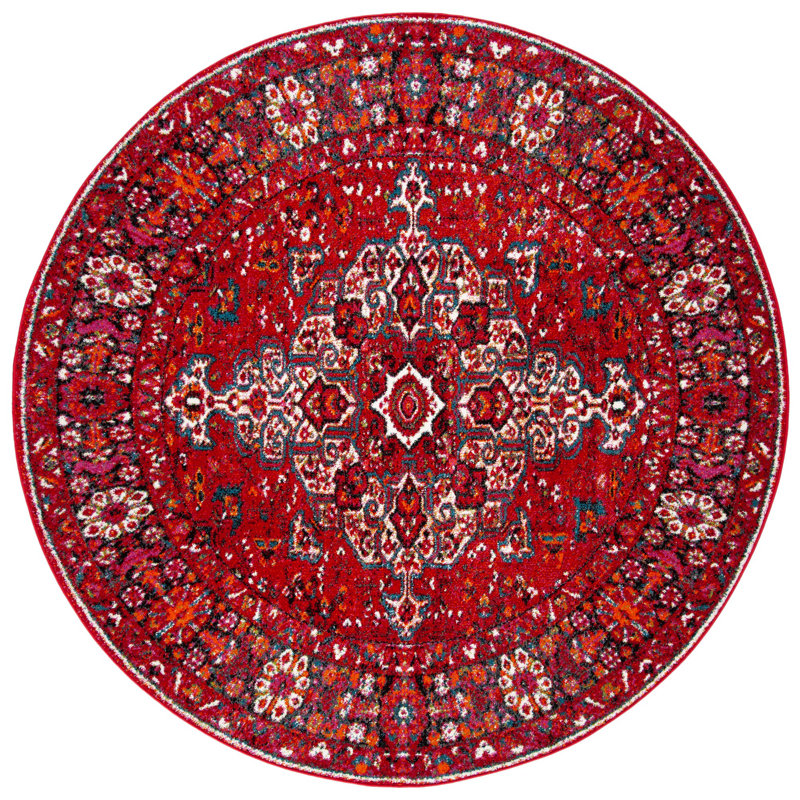 Mcconnell Vintage Hamadan Performance Oriental Rug, Round 6'7"