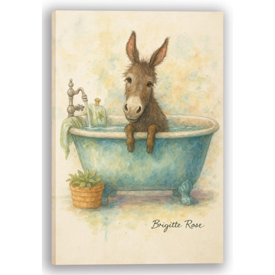 Art mural sur toile «Soware Donkey - Whimsical Donkey in Tub»