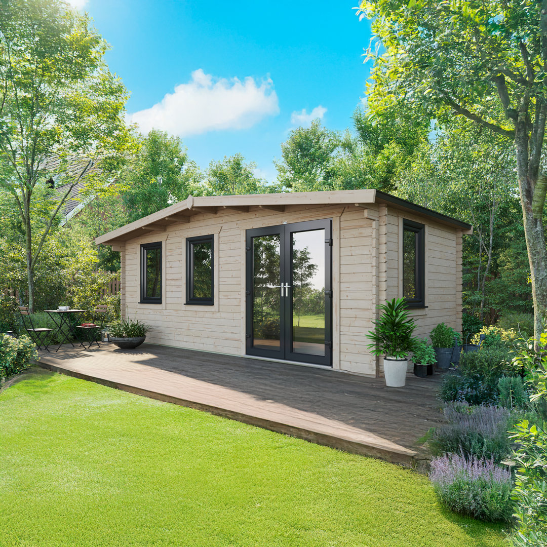 Powersheds 10 x 20ft Chalet Log Cabin, Doors to the Right - 44mm