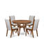 L'ensemble de table de salle à manger 5 pièces comprend une table de cuisine moderne et 4 chaises rembourrées en tissu de lin gris avec dossier haut, noyer antique-1421186602-1430893979