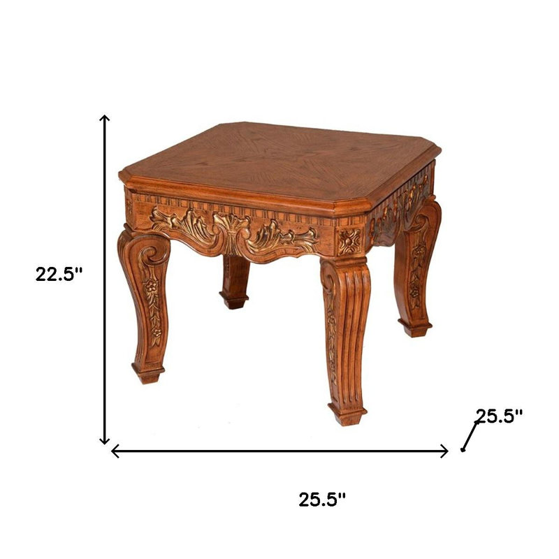 Table de bout carrée en bois de chêne 23 po, Bois de chêne