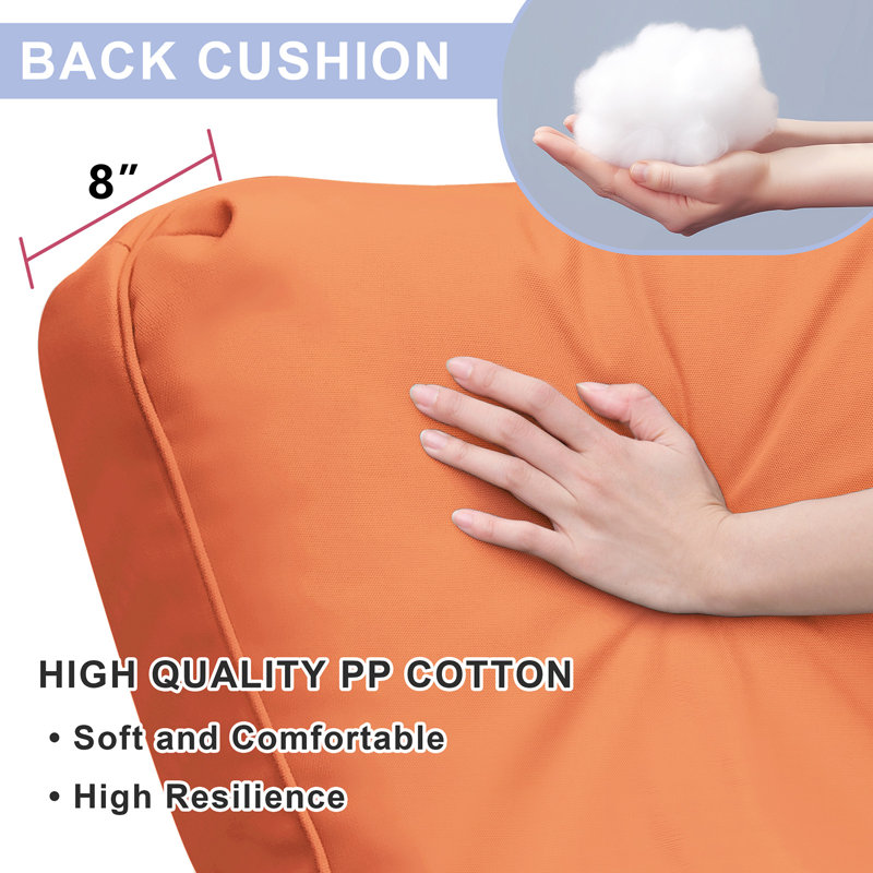Outdoor T-Cushion Recliner Slipcover, Orange Polyester Blend