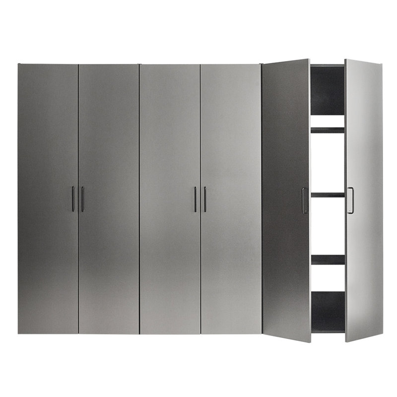 Contemporary Style 92.61 In. Wide Garage Cabinet D (3) - Metallic Grey Finish, Feature, Water And Heat Resistance, 2X Thicker Edge, E0-Grade , Shelf Device, Heavy-Duty Metal Bracket (3), 96 Width, 79