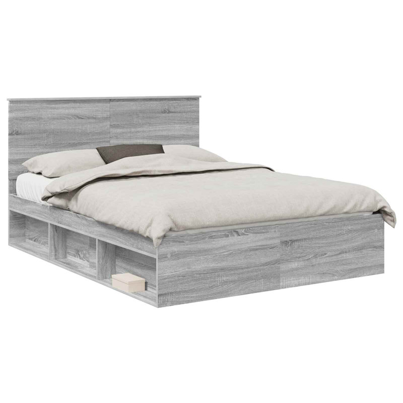 Solid Wood Bed, Kingsize (5'), Grey Sonoma