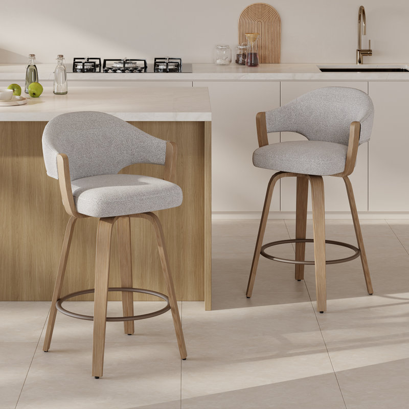 Tabouret de bar rotatif 26 po Mid-Century, Gris