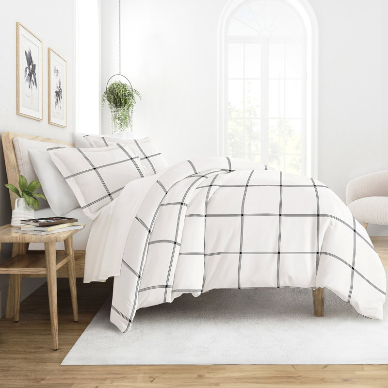 Plaid Pattern Duvet Cover Set, Twin