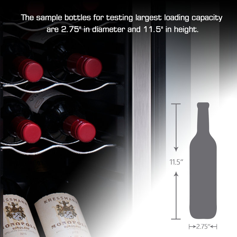 Kalamera 12-Bottle Black Stainless Steel Freestanding Wine Cooler