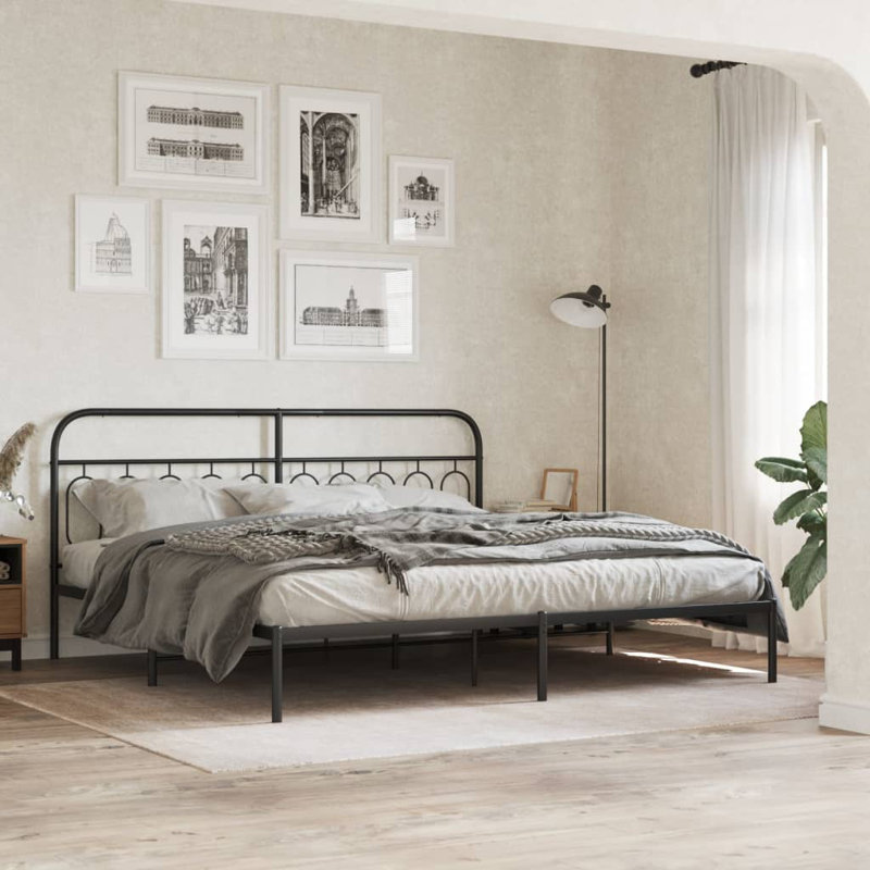 Vidaxl Metal Headboard, Black, 100cm H x 206cm W x 3cm D