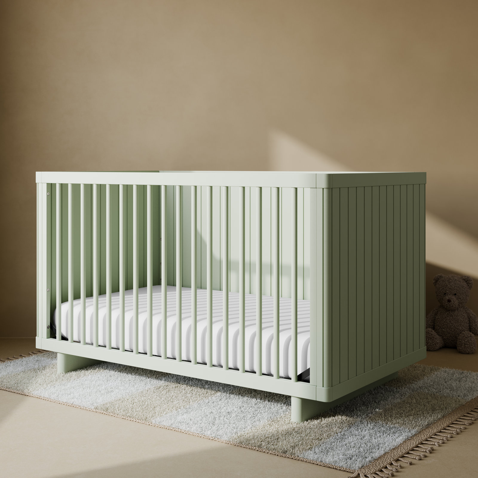 Kyoto Deluxe Convertible Crib with Bonus Toddler Guardrail, Sage