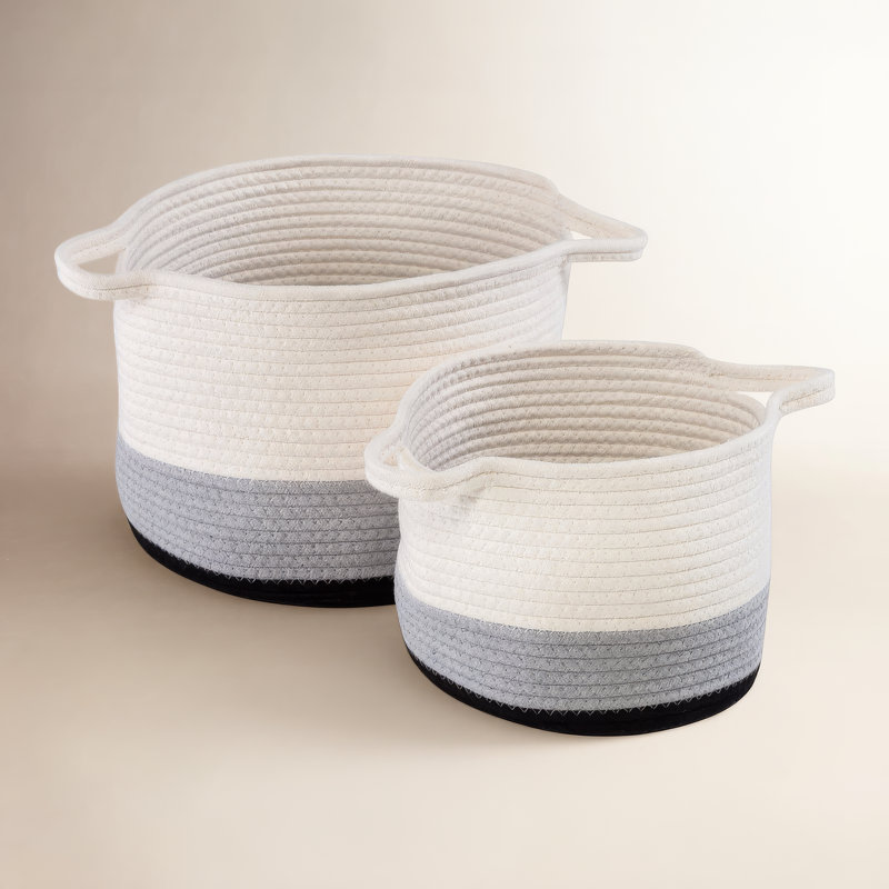 Ensemble de 2 paniers en tissu, Gris