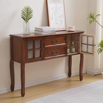 Light walnut Solid Wood Rectangular Console Table