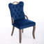 Chaises de salle à manger de style campagnard français vintage, revêtues de velours, capitonnées à la main, accoudoirs en bois massif avec garniture cloutée (lot de 2)