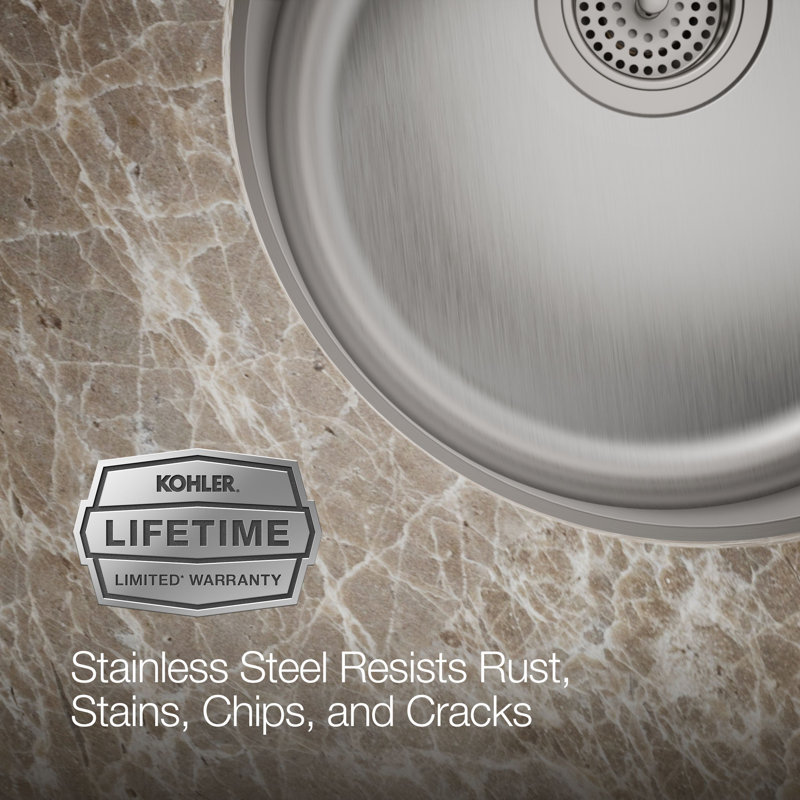 Undertone  Lyric 18-3 8" Diameter x 7-5 8" Top-Mount Under-Mount Single Circular Bowl Kitchen Sink