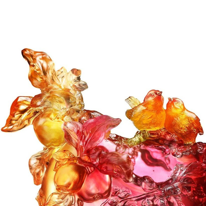 LIULI Crystal, Birds Flower Vase | Happiness in Pairs