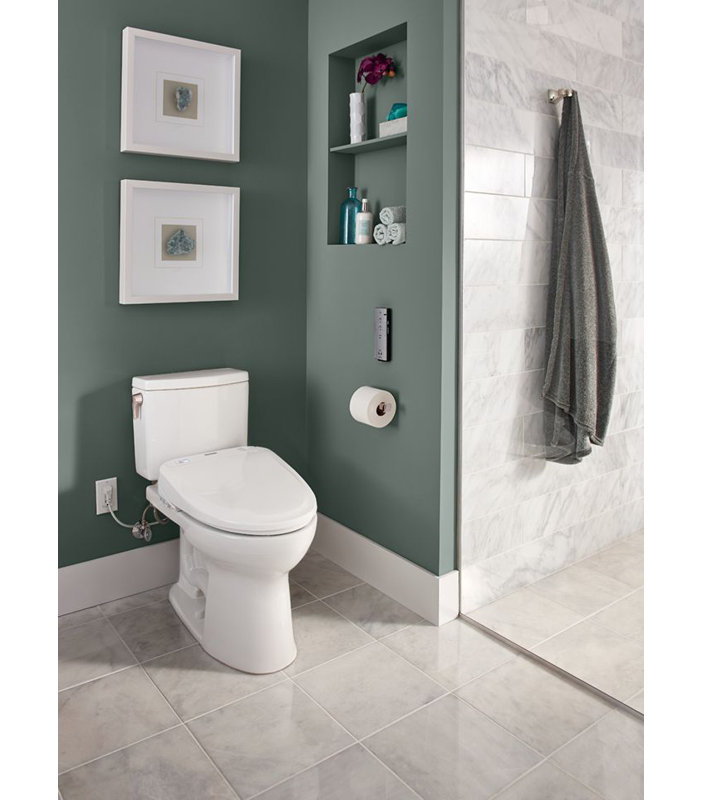 Entrada™ 1.28 GPF Elongated Two-Piece Toilet (Seat Not Included), Right Hand Lever, Cotton White