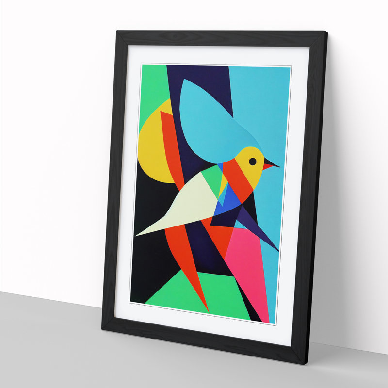 Anouar Dove Bird Abstract Vol.4 - Picture Frame Print, Black, 64cm H x 46cm W x 2cm D