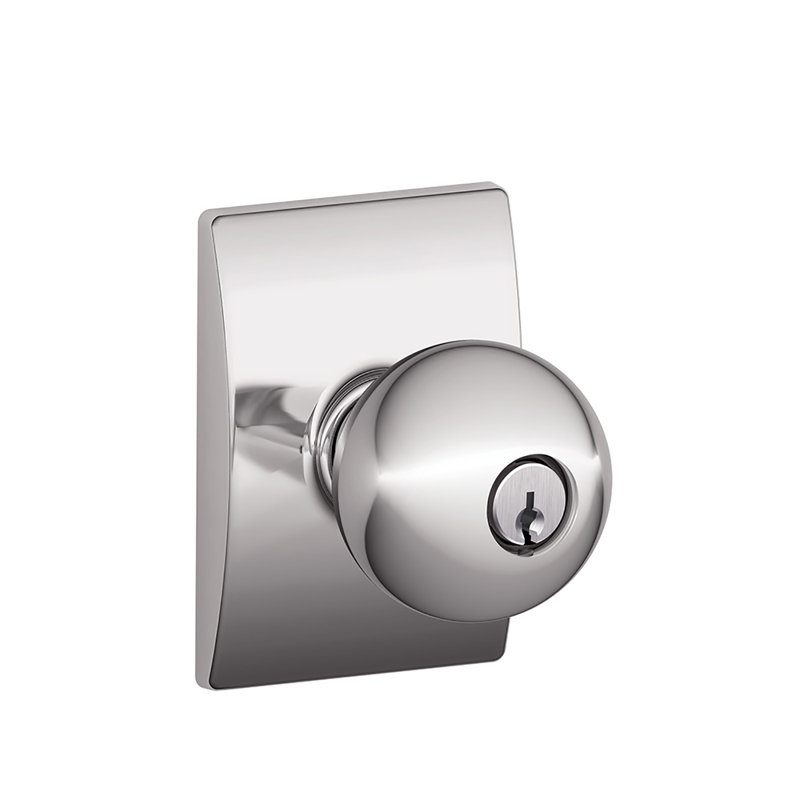 Orbit Knob with Century Trim Keyed Entry Lock, Bright Chrome, Yes