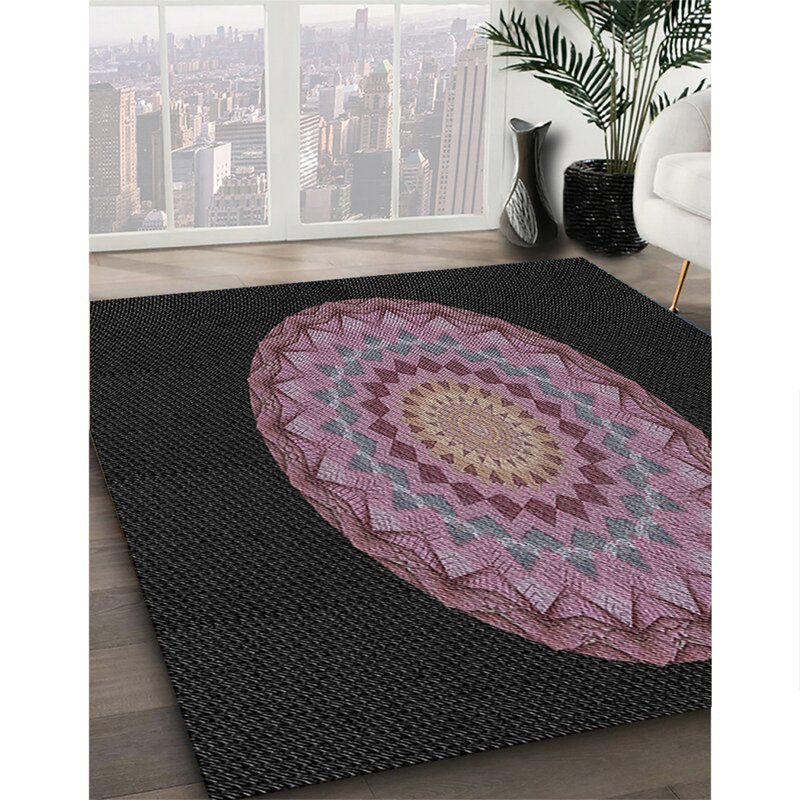 Tapis noir/rose à tisser électrique, Rectangle 8 pi x 10 pi