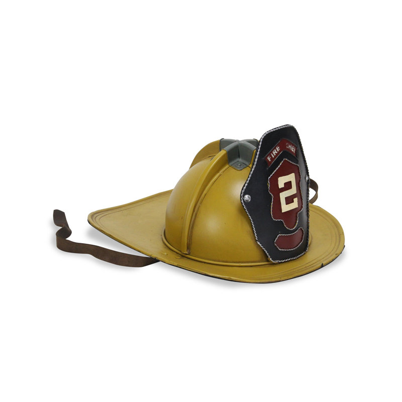 8" Yellow Metal Fireman Hand Painted Figurine