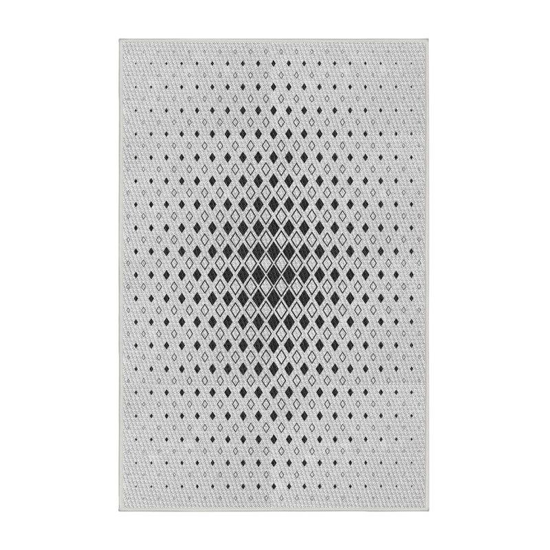 Tapis noir à motifs géométriques, Rectangle 7 pi x 10 pi